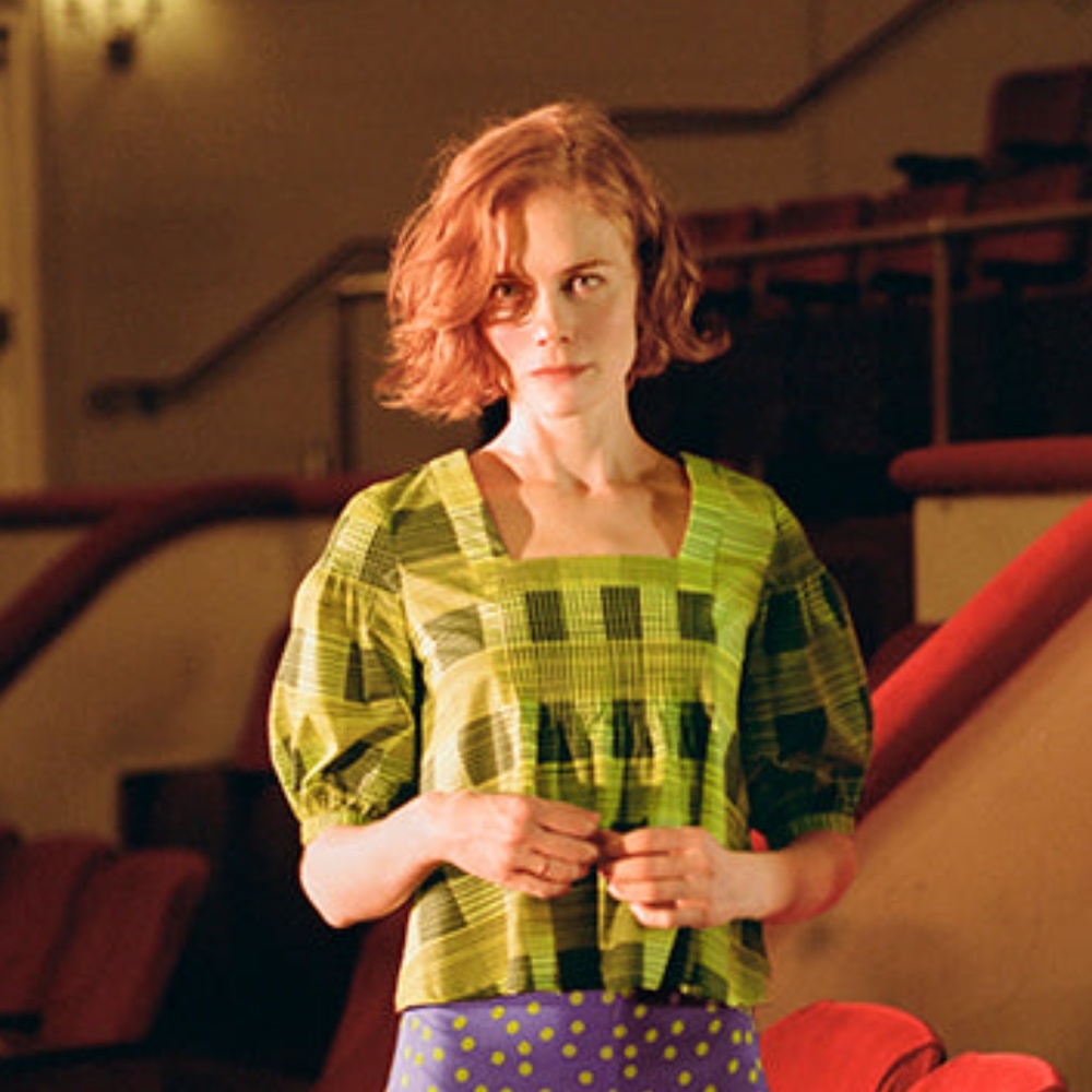 Rachel Antonoff Kian Top in Acid Green Printed Gingham